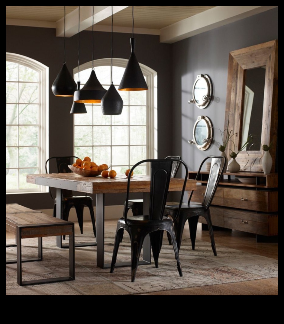 רעיונות לעיצוב חדר אוכל שיק תעשייתי