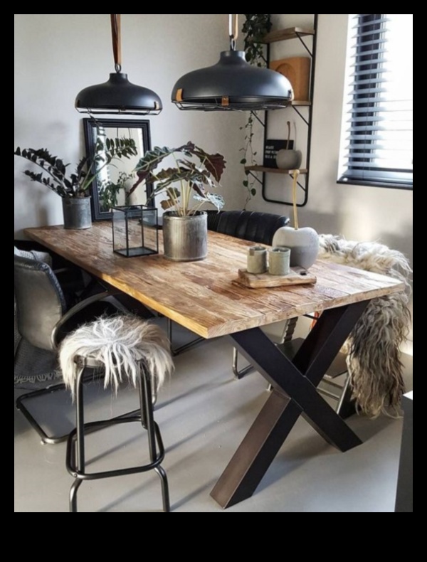 רעיונות לעיצוב חדר אוכל שיק תעשייתי
