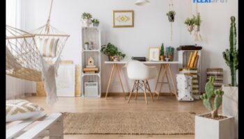 האם אתה יכול להציע רעיונות לעיצוב משרדי של Boho למשרד ביתי עם נגיעה גלובלית?