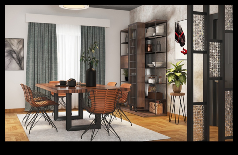 רעיונות לעיצוב חדר אוכל שיק תעשייתי